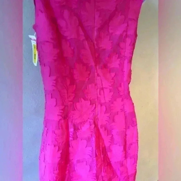 BOSS Hugo Boss DITEVA SLEEVELESS COTTON BLEND SHEATH DRESS IN FLAMINGO - Picture 6 of 8